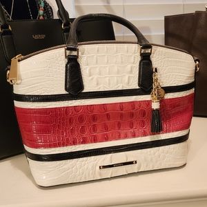 Brahmin medium Duxbury stunning and rare white and cherry tree with black trim